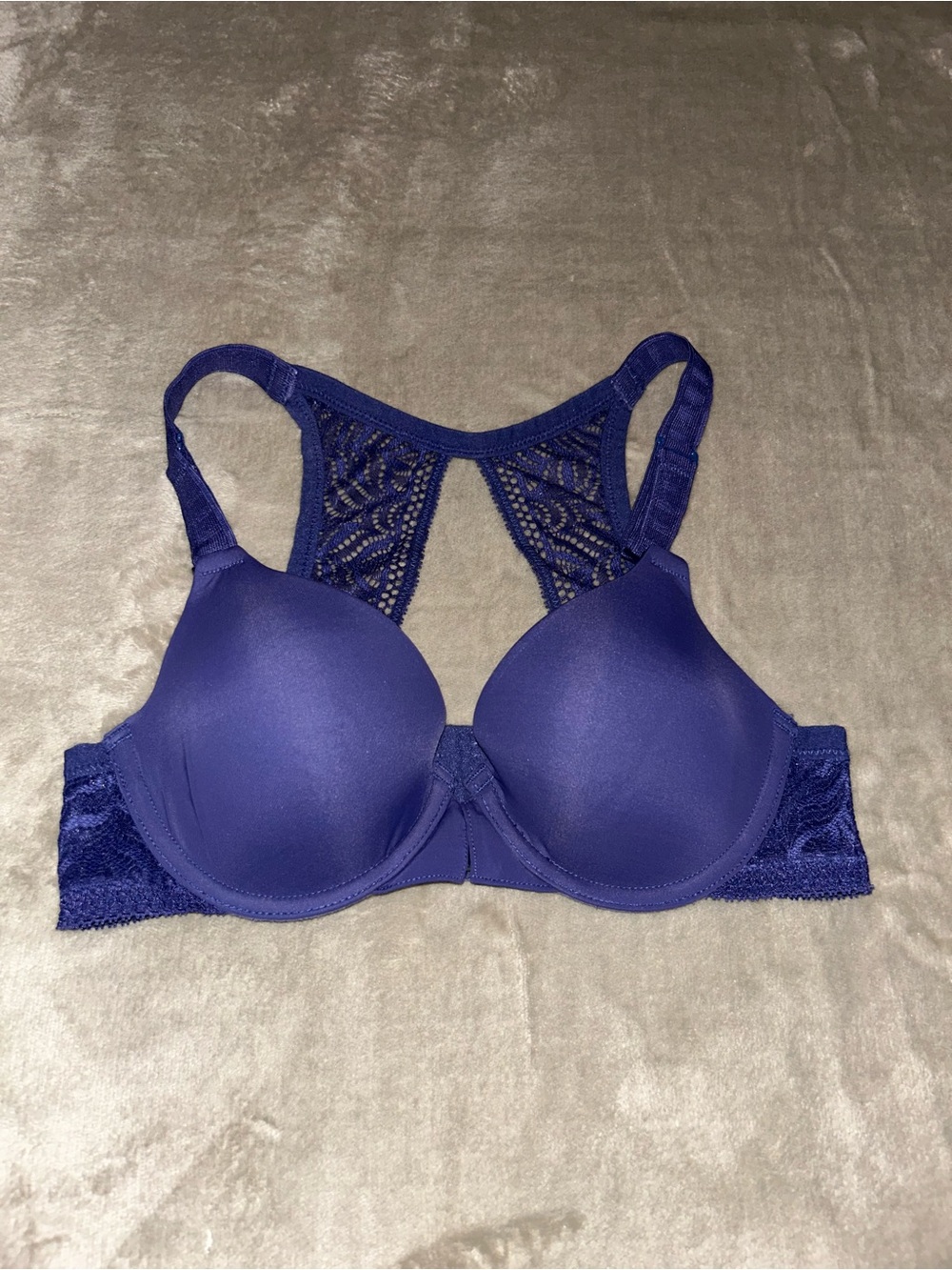 Paramour Racerback Underwire Nursing Bra in Purple 32C Front and Back Clasps